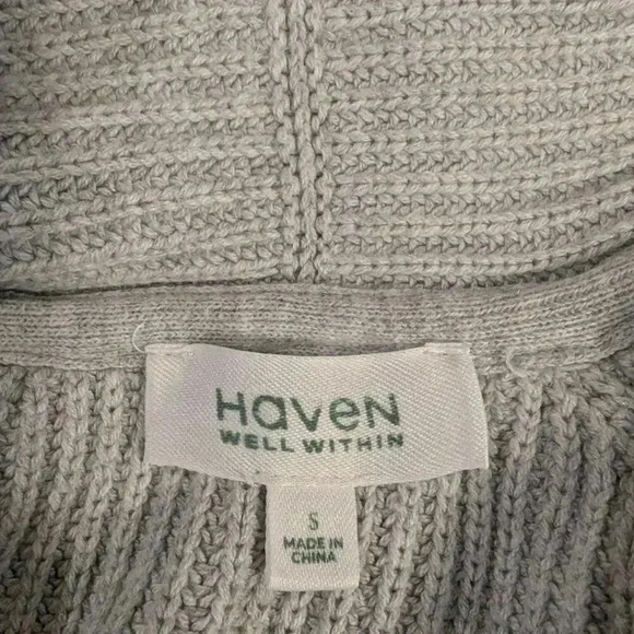 Haven Well Within Open Cotton Blend Cardigan, Gray, Size S - Picture 5 of 6